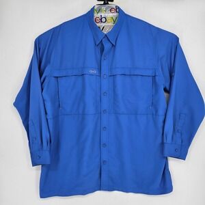 GameGuard Shirt Mens 2XL Vented Button Up Fishing Long Sleeve Blue Long Sleeve